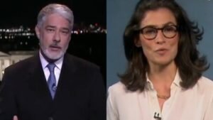 William Bonner quebra o protocolo e homenageia Renata Vasconcellos ao vivo: ‘Obrigado’