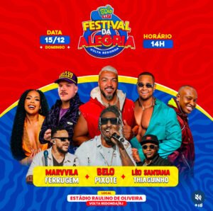 Léo Santana, Thiaguinho, Ferrugem, Belo, Pixote e Marvvila são as atrações do ‘Festival da Alegria’, em Volta Redonda neste domigo